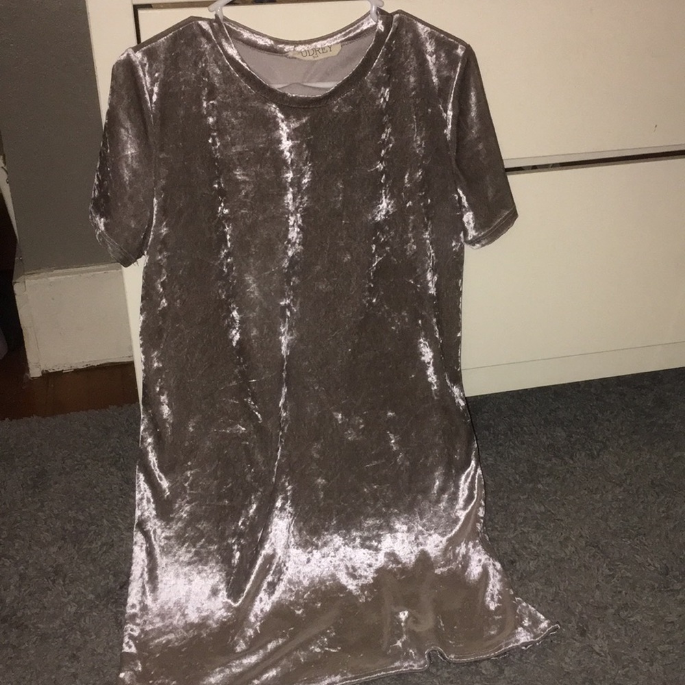 Gold velvet t-shirt dress
